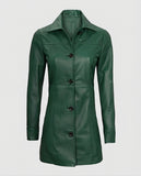 Women's Green Leather Coat | Genuine Leather – Premium Outerwear