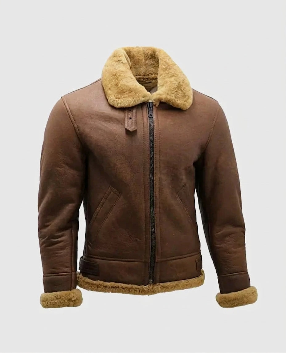 Men's B3 Shearling Flying Brown Aviator Leather Jacket