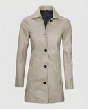 Women's Biege Beige Leather Coat – Custom Fit | Genuine Leather