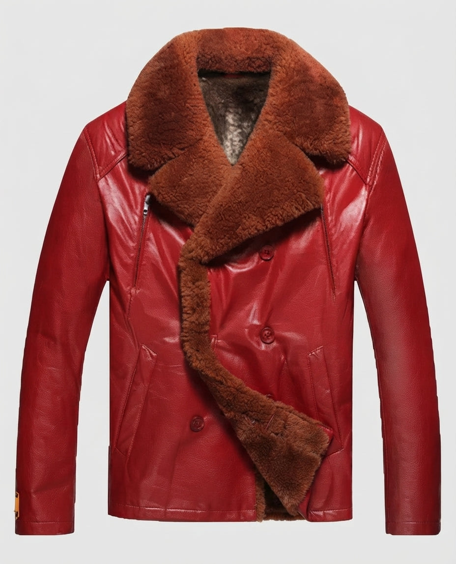 Women's Shearling Red Leather Jacket – Premium Outerwear