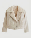Women's White Shearling Leather Jacket – Custom Fit