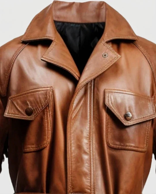 Men's Brown Leather Coat – Premium Outerwear – Custom Fit