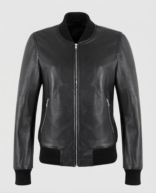 Alpha 2 Women's Black Bomber Leather Jacket – Premium Outerwear