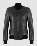 Alpha 2 Women's Black Bomber Leather Jacket – Premium Outerwear
