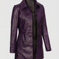 Women's Mid-Length Leather Purple Coat – Custom Fit