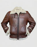 Men's RAF B3 Aviator Brown Shearling Bomber Leather Jacket