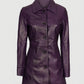 Women's Mid-Length Leather Purple Coat – Custom Fit