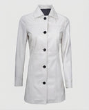 Women's White Leather Coat – Custom Fit | Genuine Leather