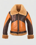 Women's Fur B3 Aviator Brown Shearling Leather Jacket