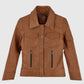 Gigi Hadid Tan Brown Leather Jacket for Women – Custom Fit - back view