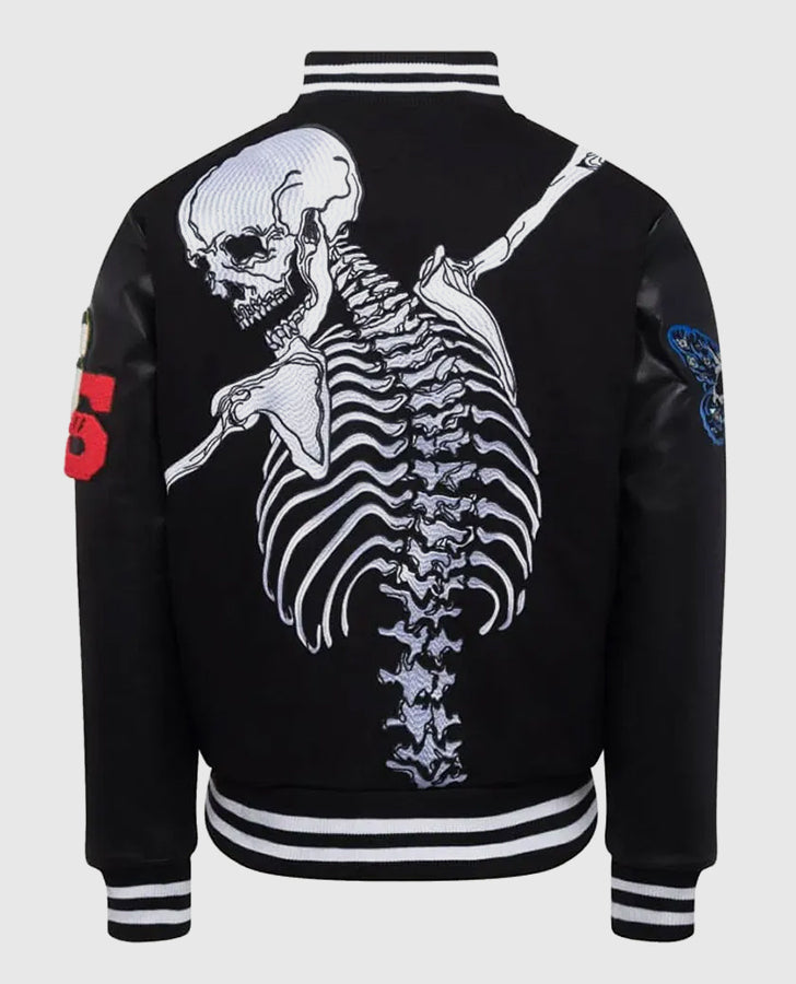 Godspeed Skull Rod Halloween White & Black Leather Jacket for Men - back view