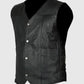 The Walking Dead Governor Daryl Black Leather Vest for Men - inner lining view
