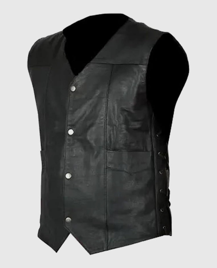 The Walking Dead Governor Daryl Black Leather Vest for Men - inner lining view
