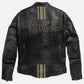 Men's H-D Triple Vent Passing Link II Black Leather Jacket - back view