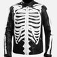 Halloween Special Spooky Skeleton Bones Cosplay Black Leather Jacket - front view