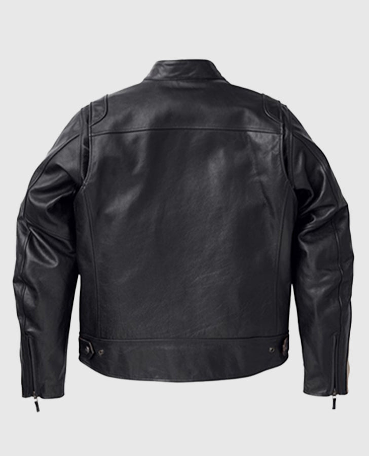 Men's Harley Davidson Enduro Leather Riding Beige Jacket - back view