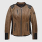 Women's H-D Triple Vent System Gallun Leather Riding Brown Jacket - back view