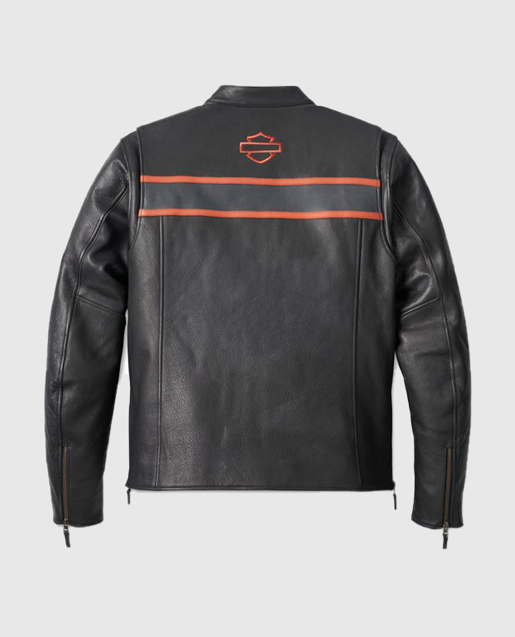 Men's Victory Lane II Leather Jacket - Black – Custom Fit - back view
