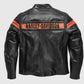 Men's Victory Sweep Orange Leather Jacket | Genuine Leather - back view