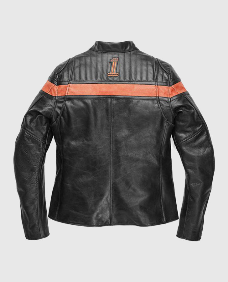 Women's Harley Davidson Victory Sweep Leather Riding Black Jacket - back view