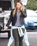 Hilary Duff Younger Black Leather Biker Jacket for Women - front view