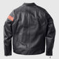Men's Hwy-100 Waterproof Orange Leather Jacket – Custom Fit - back view