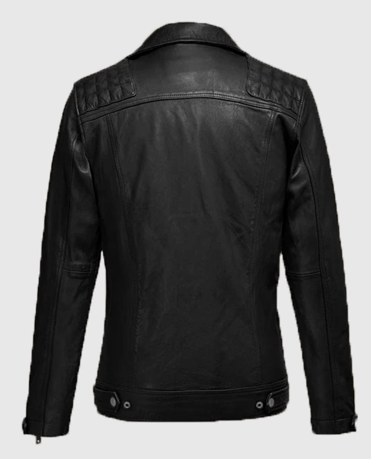 Ironwood Black Biker Leather Jacket for Men – Premium Outerwear - back view