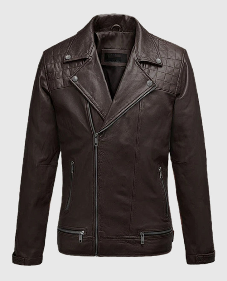 Ironwood Brown Biker Leather Jacket for Men – Premium Outerwear - front view