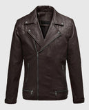 Ironwood Brown Biker Leather Jacket for Men – Premium Outerwear - front view