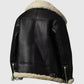 Women's Ivory Cream Aviator Shearling Leather Jacket - back view