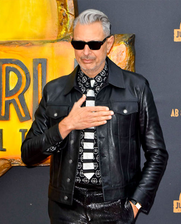 Jeff Goldblum Black Leather Jacket for Men | Genuine Leather - front view