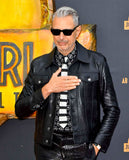 Jeff Goldblum Black Leather Jacket for Men | Genuine Leather - front view