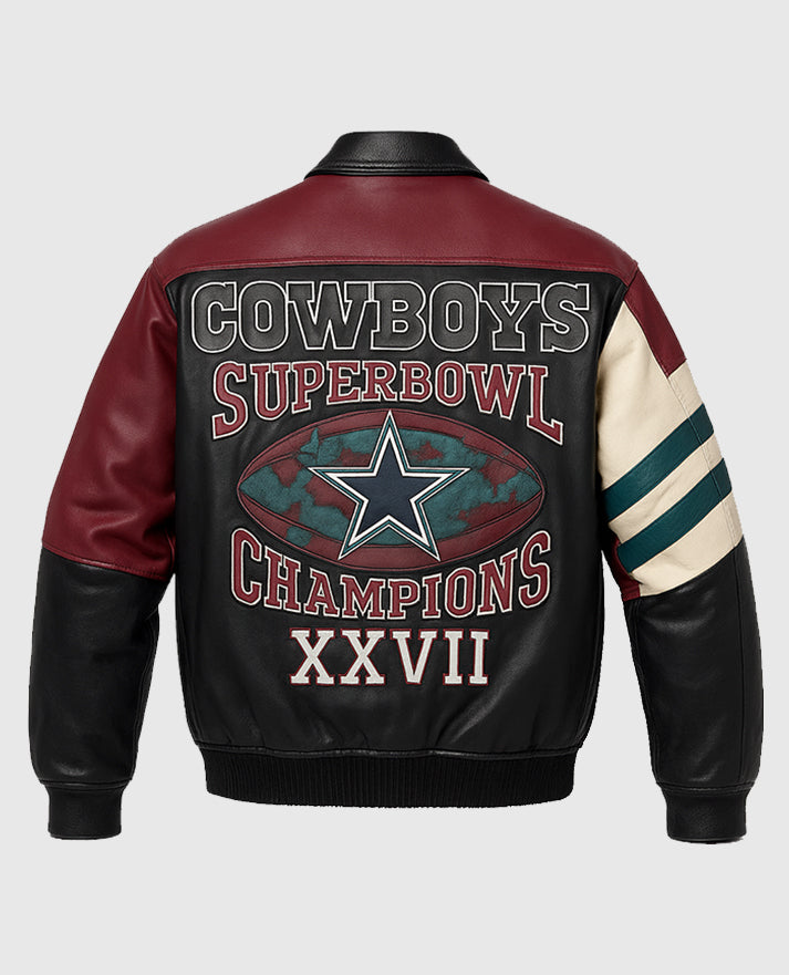 Jeff Hamilton Dallas Cowboys Leather Jacket - back view