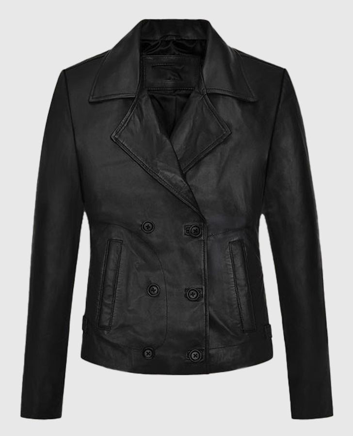 Jennifer Lawrence Black Leather Jacket for Women – Premium Outerwear - back view