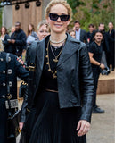 Jennifer Lawrence Black Leather Jacket for Women – Premium Outerwear - front view
