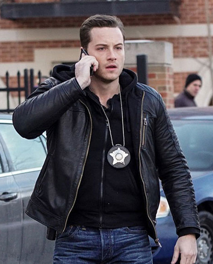 Jesse Lee Soffer Chicago PD Black Leather Jacket for Men - front view