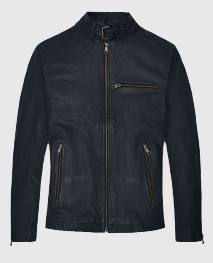 Jim Carrey Blue Leather Jacket for Men – Custom Fit - back view