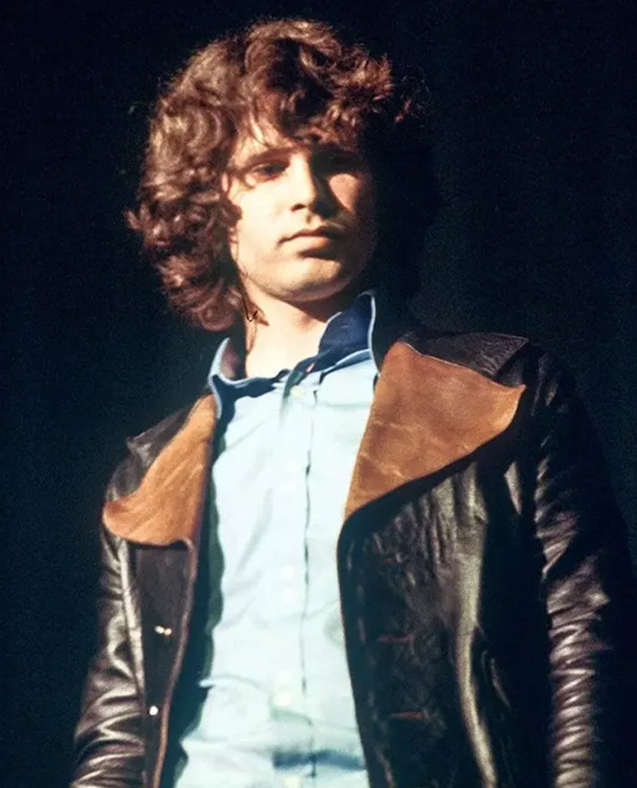 Jim Morrison Black Leather Jacket for Men – Custom Fit - front view