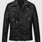 Jimin Black Biker Leather Jacket for Men – Premium Outerwear - back view