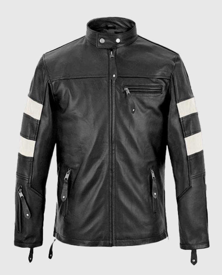 Keanu Reeves John Wick Black Biker Leather Jacket for Men - back view