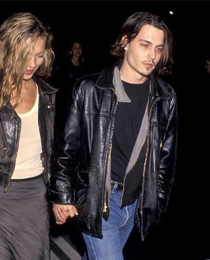 Johnny Depp Black Leather Jacket for Men | Genuine Leather - front view