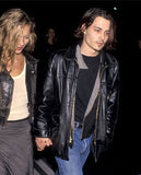 Johnny Depp Black Leather Jacket for Men | Genuine Leather - front view