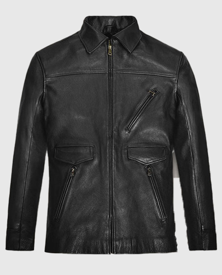 Johnny Depp Black Leather Jacket for Men | Genuine Leather - back view