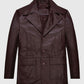 Johnny Depp Donnie Brasco Maroon Leather Blazer Jacket for Men - back view