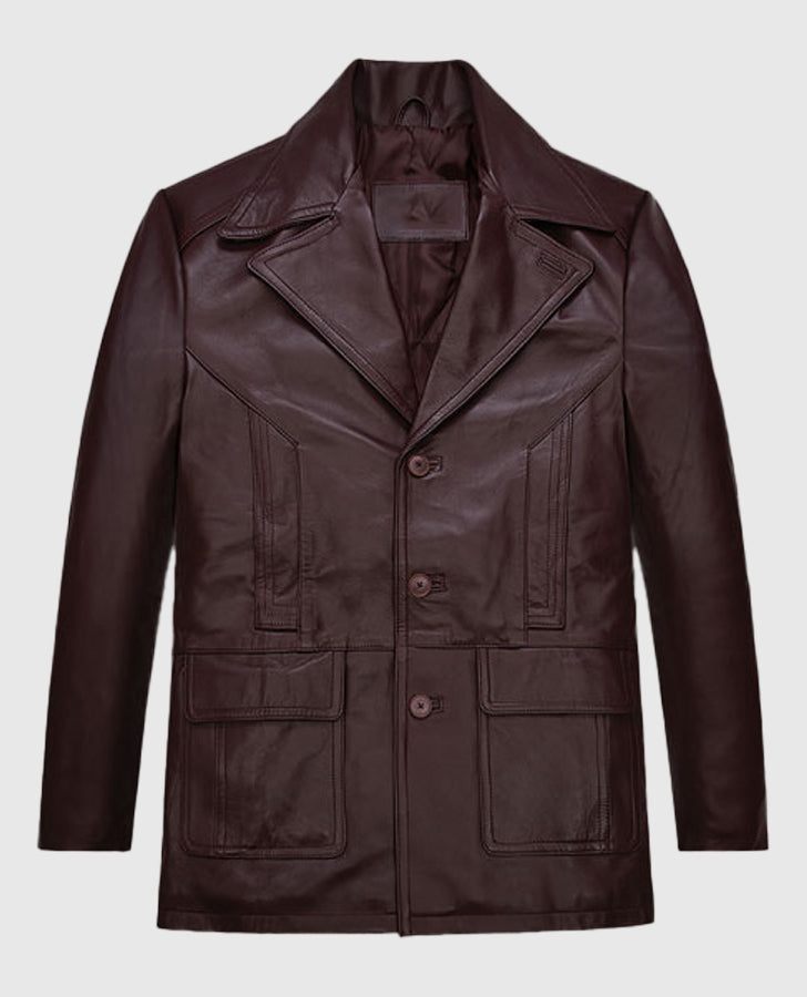 Johnny Depp Donnie Brasco Maroon Leather Blazer Jacket for Men - back view