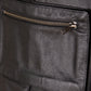 Multi-Pocket Leather Waistcoat for Biking Black Jacket for Men - collar and zip close-up