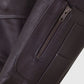 Sigourney Weaver Alien Ellen Ripley Brown Bomber Leather Jacket - collar and zip close-up