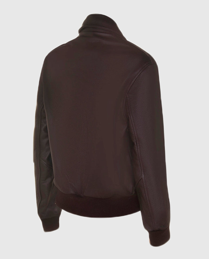 Sigourney Weaver Alien Ellen Ripley Brown Bomber Leather Jacket - side angle view