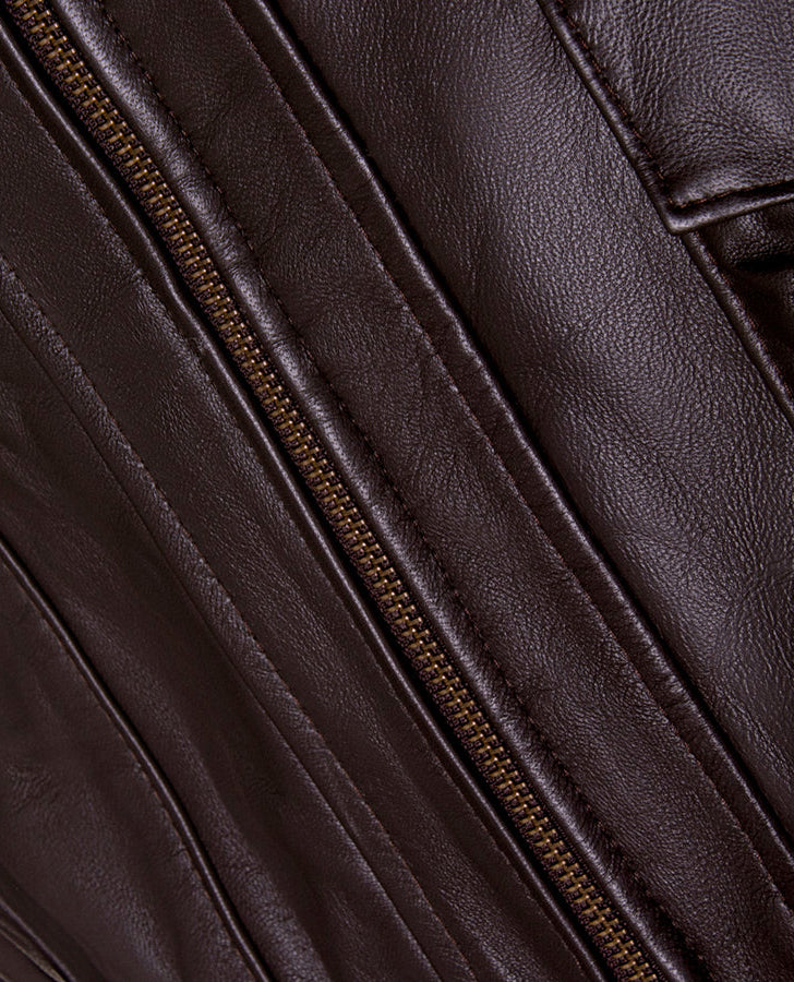 Men's Casino Royale Style Brown Leather Jacket – Custom Fit - side angle view