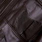 Men's Casino Royale Style Brown Leather Jacket – Custom Fit - collar and zip close-up